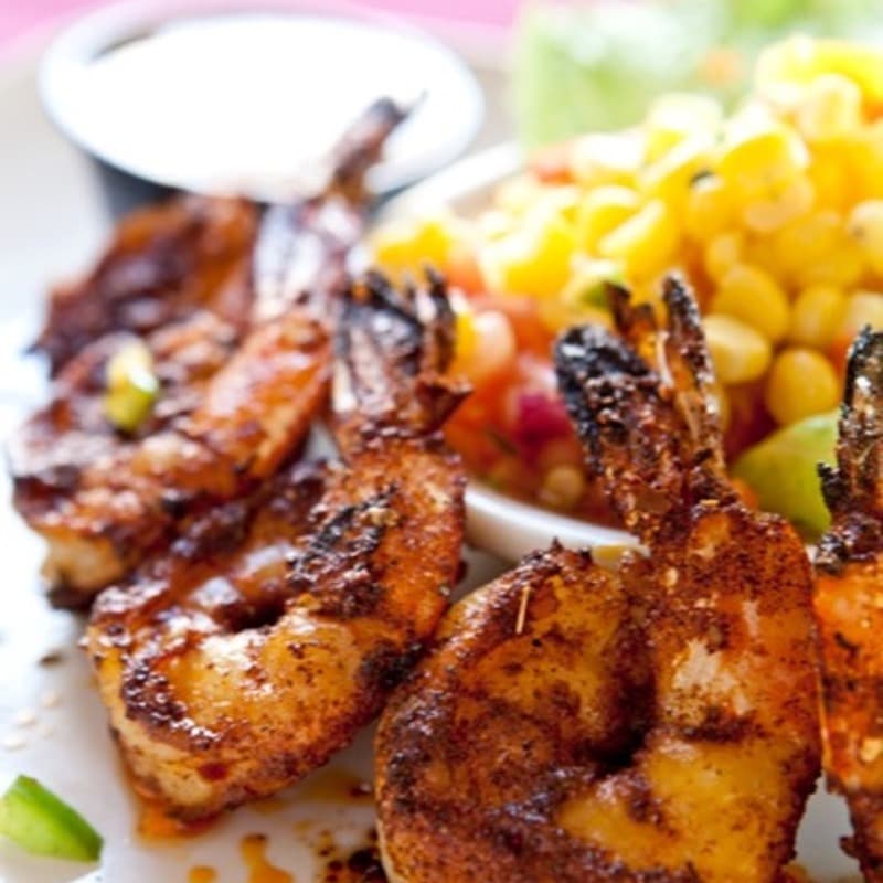 Cajun dusted shrimp with corn salsa